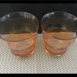Mid century glasses drinking glasses orange hue glasses 8 oz each set of 5